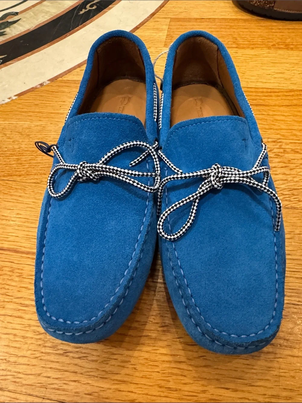 Trussardi Royal Blue Suede Slip-On Driving Loafers  display picture 3
